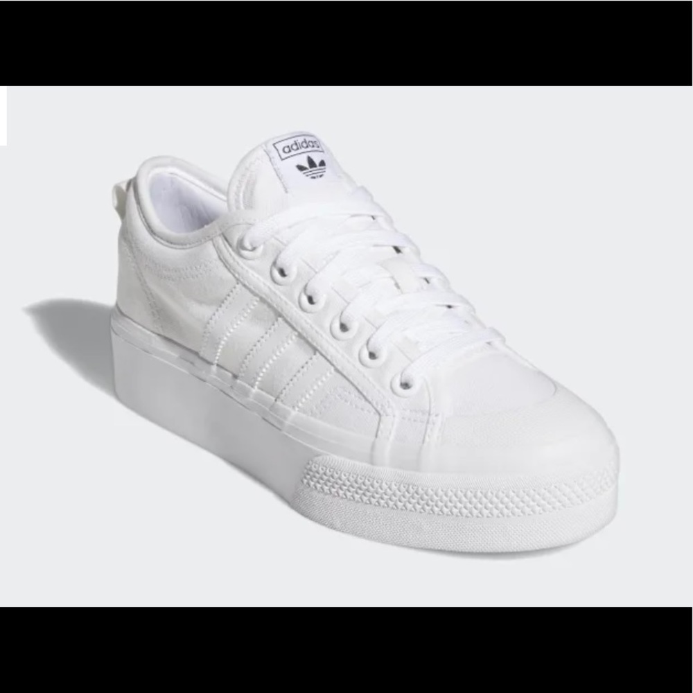 Adidas nizza platform white tennis shoes sneakers